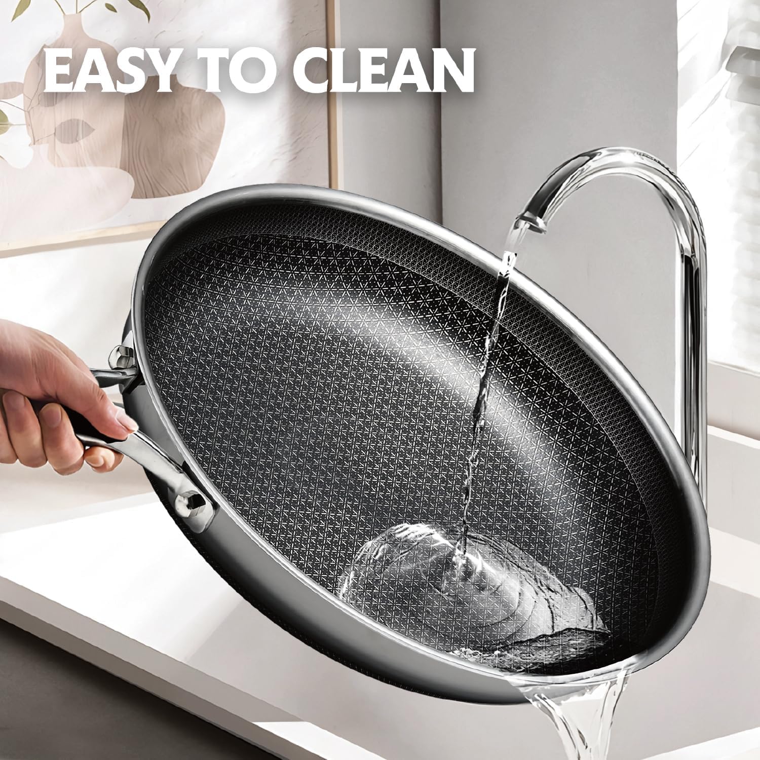 Detalle de LIVEFO SC28LID 12-Inch Stainless Steel Non-Stick Frying Pan with Lid