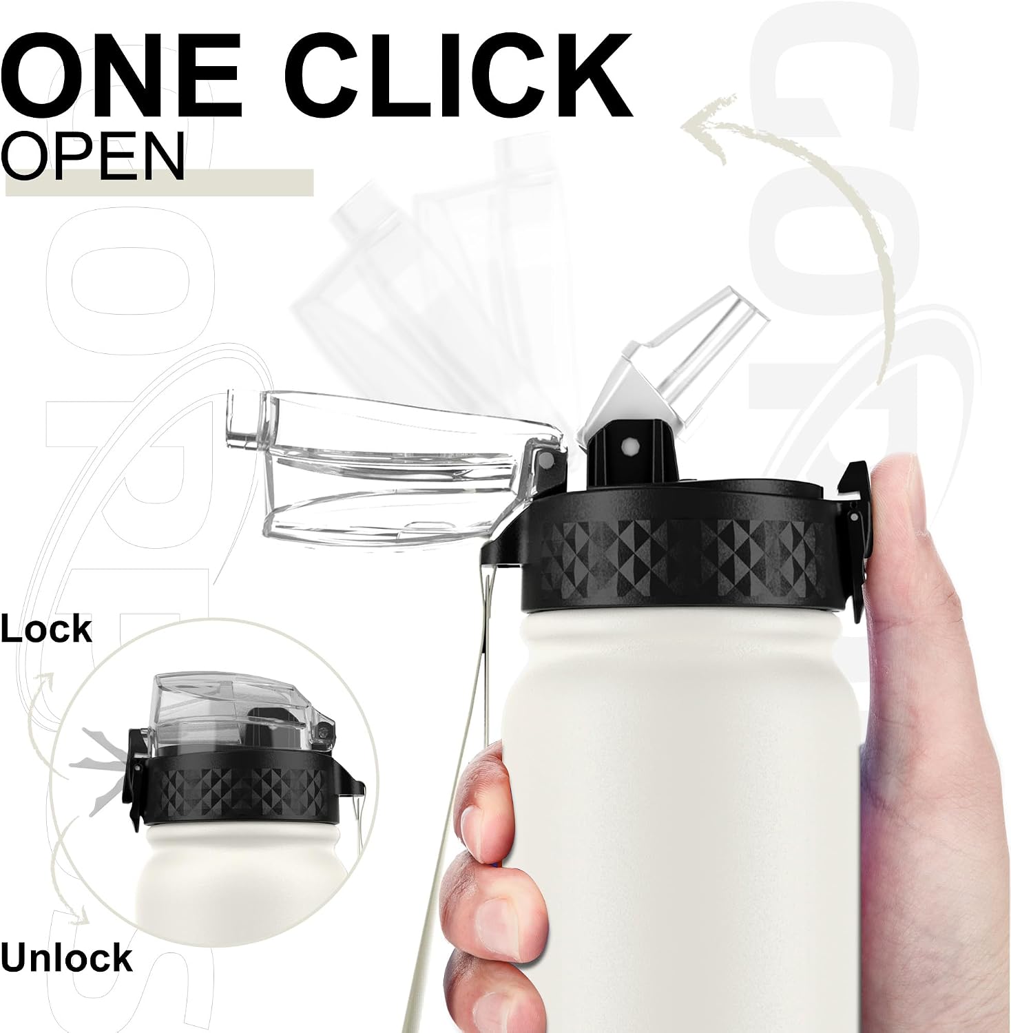 Detalle de GOPPUS 600ml Stainless Steel Water Bottle with Straw – Double Wall Insulation, Leakproof Flip Top Lid