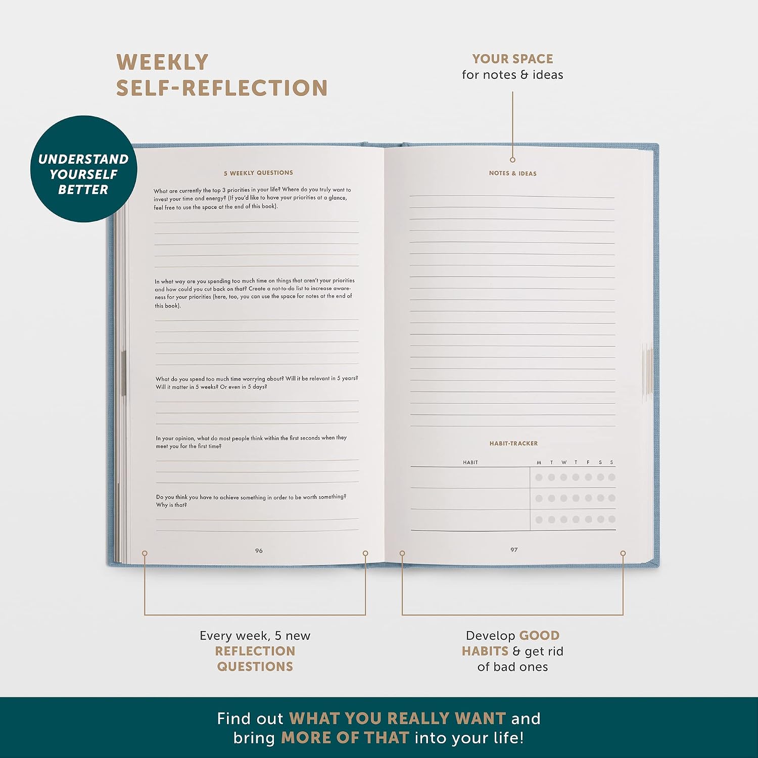 Detalle de UrBestSelf The 6-Minute Diary – Le journal de 6 minutes pour une vie plus consciente et épanouie