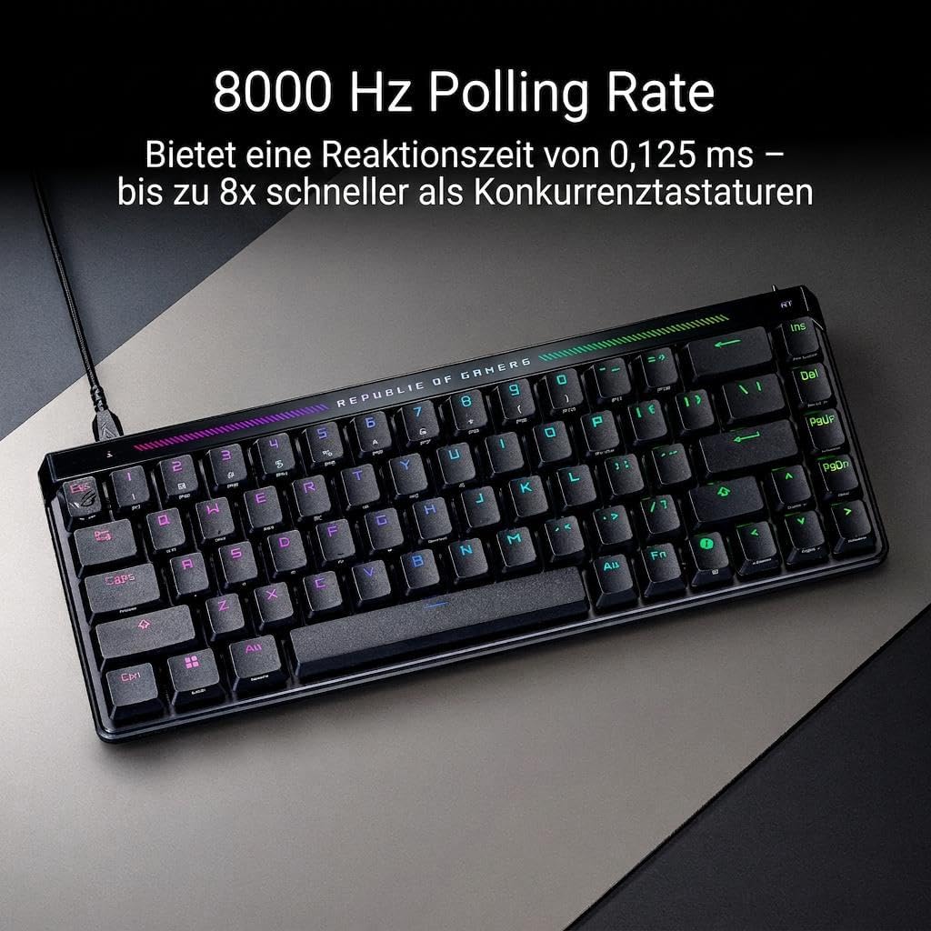 Detalle 2 de ASUS ROG Falchion Ace HFX analoge Gaming-Tastatur (DE QWERTZ, 65%, ROG HFX Magnetic, Touch-Panel, 2× USB‑C)
