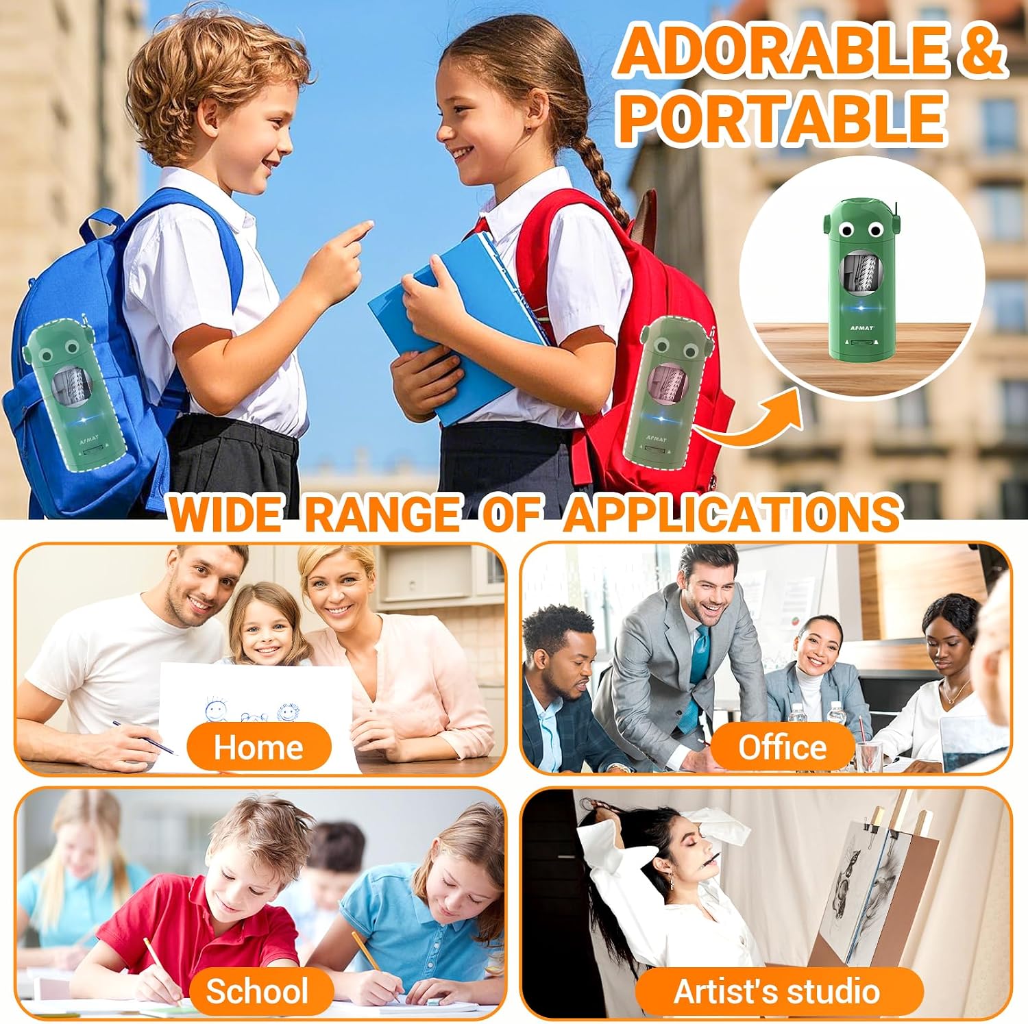 Detalle 2 de AFMAT PSX5 fully automatic rechargeable electric pencil sharpener for coloured pencils (7–11.5mm)