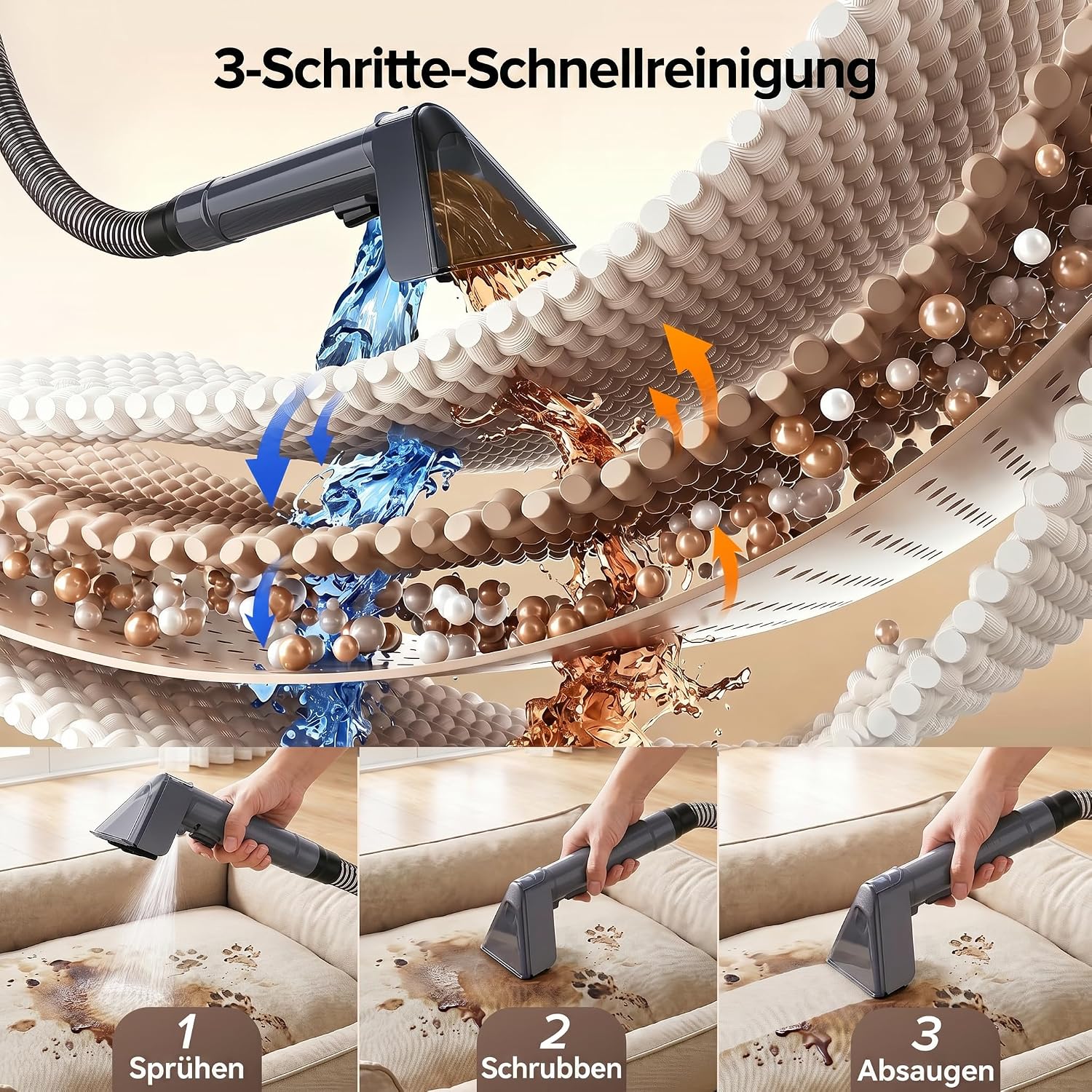 Thumbnail 6 de Lubluelu Upgrade Nasssauger Polsterreiniger – 600 W, 22 kPa Tiefenreinigung