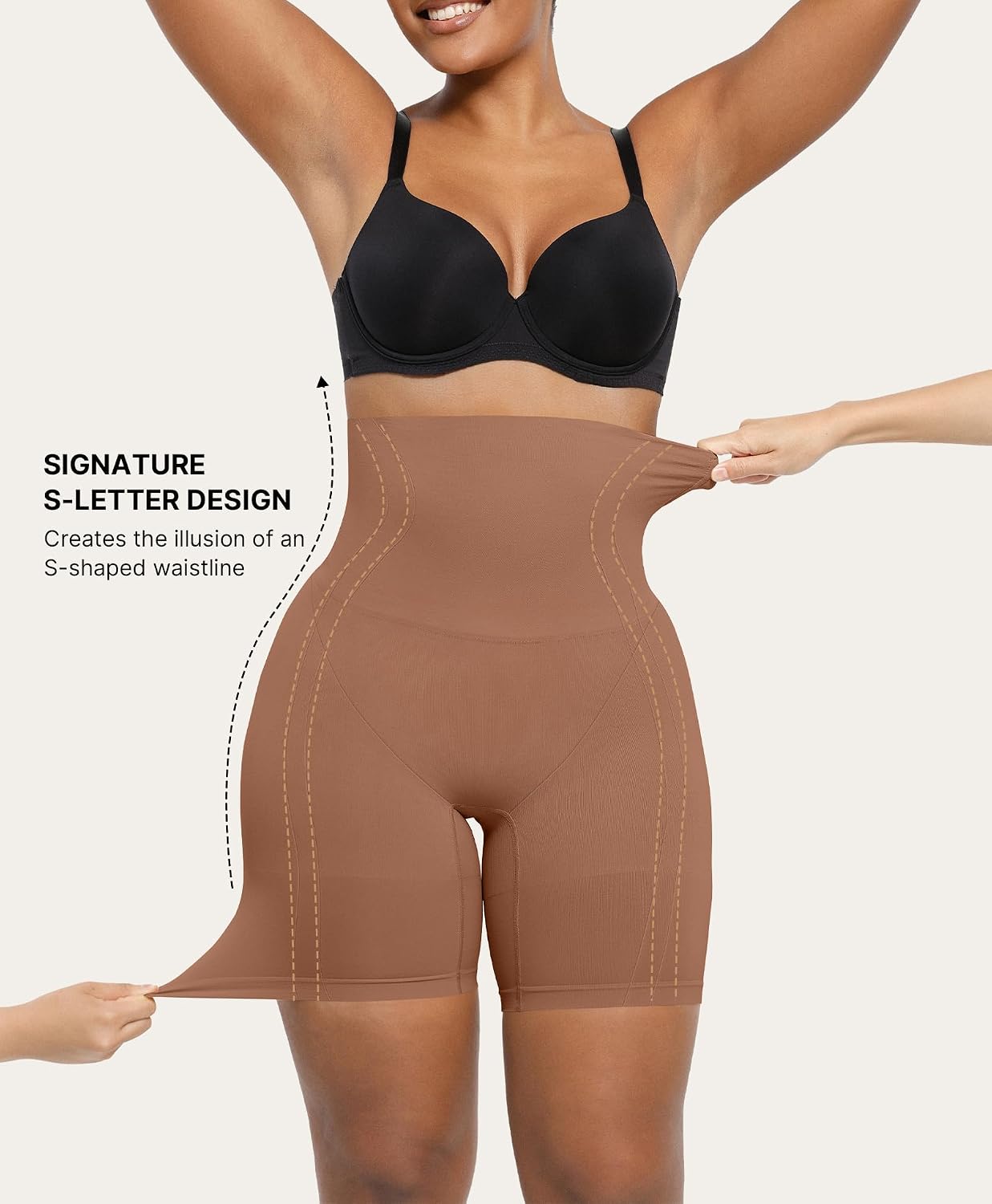 Detalle de SHAPELLX Shapewear Tummy Control Shorts for Women – Seamless High Waisted Body Shaper with 3D Butt Lift