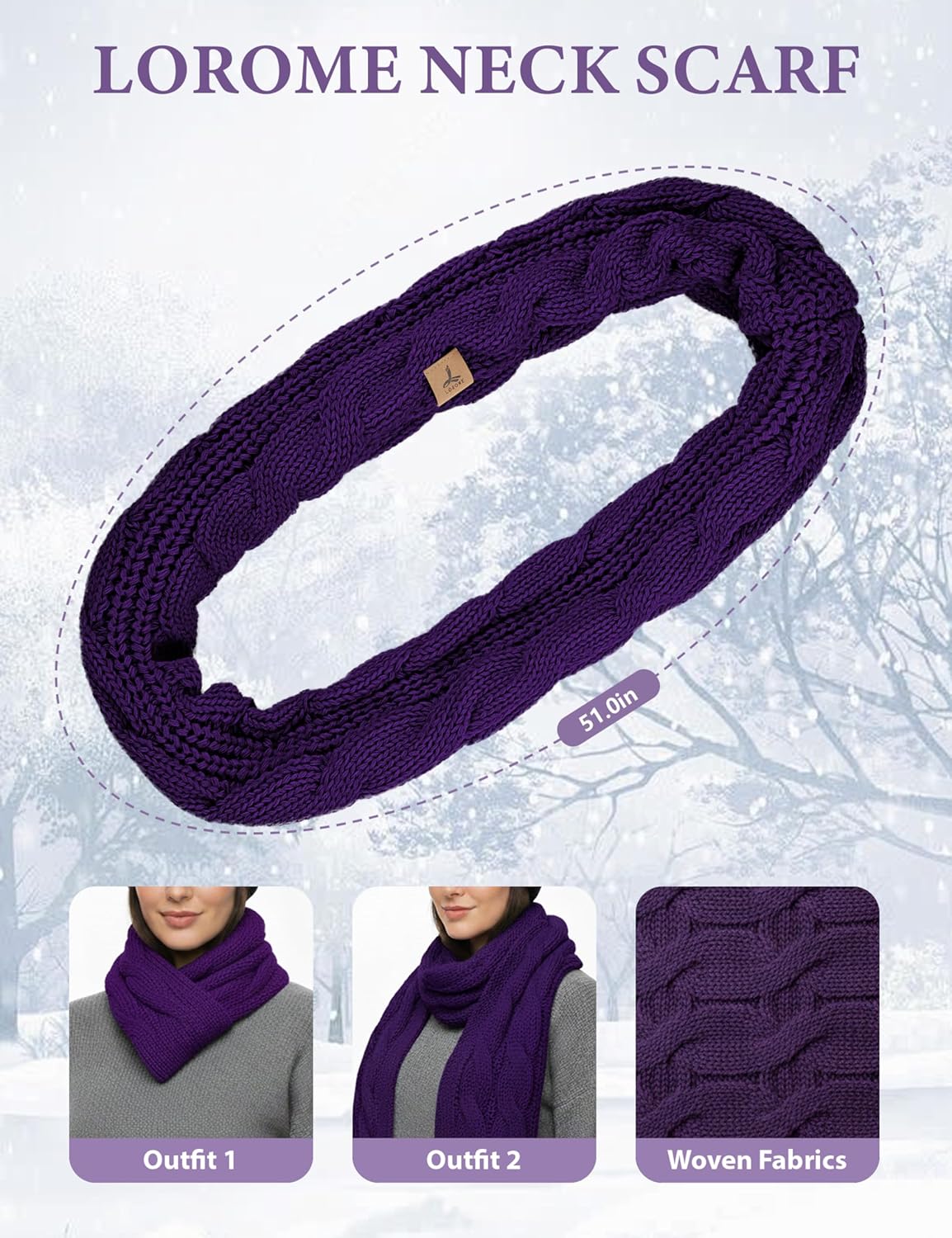 Detalle de LOROME Winter Hat, Scarf, and Gloves Set, Acrylic