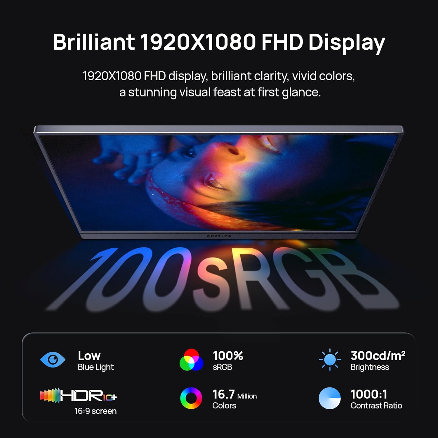 Detalle de ARZOPA 16.1" Portable Monitor Z1C Grey — Full HD, 100% sRGB