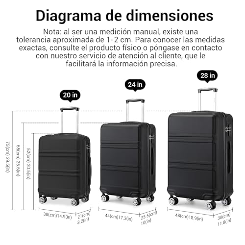 Detalle 1 de Kono Maletas de Viaje Grandes 28" ABS | Equipaje Facturado 4 Ruedas 360° y Candado TSA