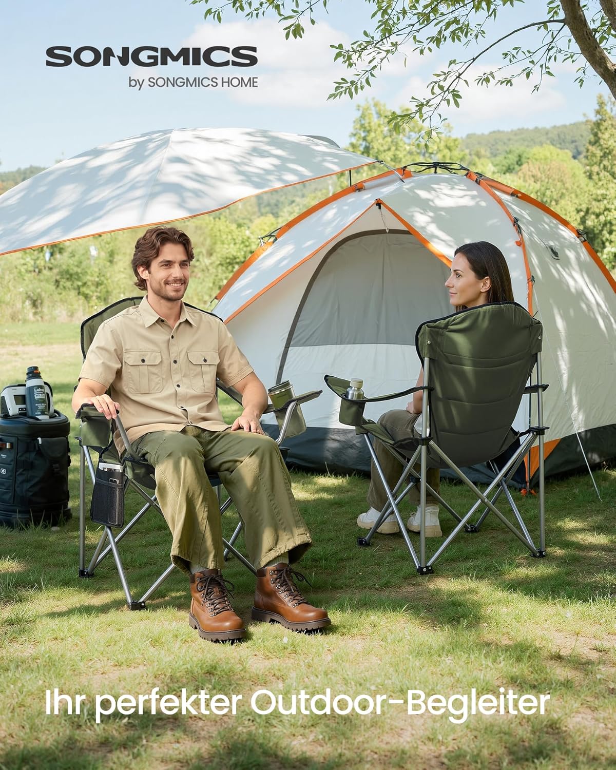 Thumbnail 1 de SONGMICS Campingstuhl GCB005CD01 – Klappstuhl mit breitem Sitz, hoher Rückenlehne und praktischen Favoriten