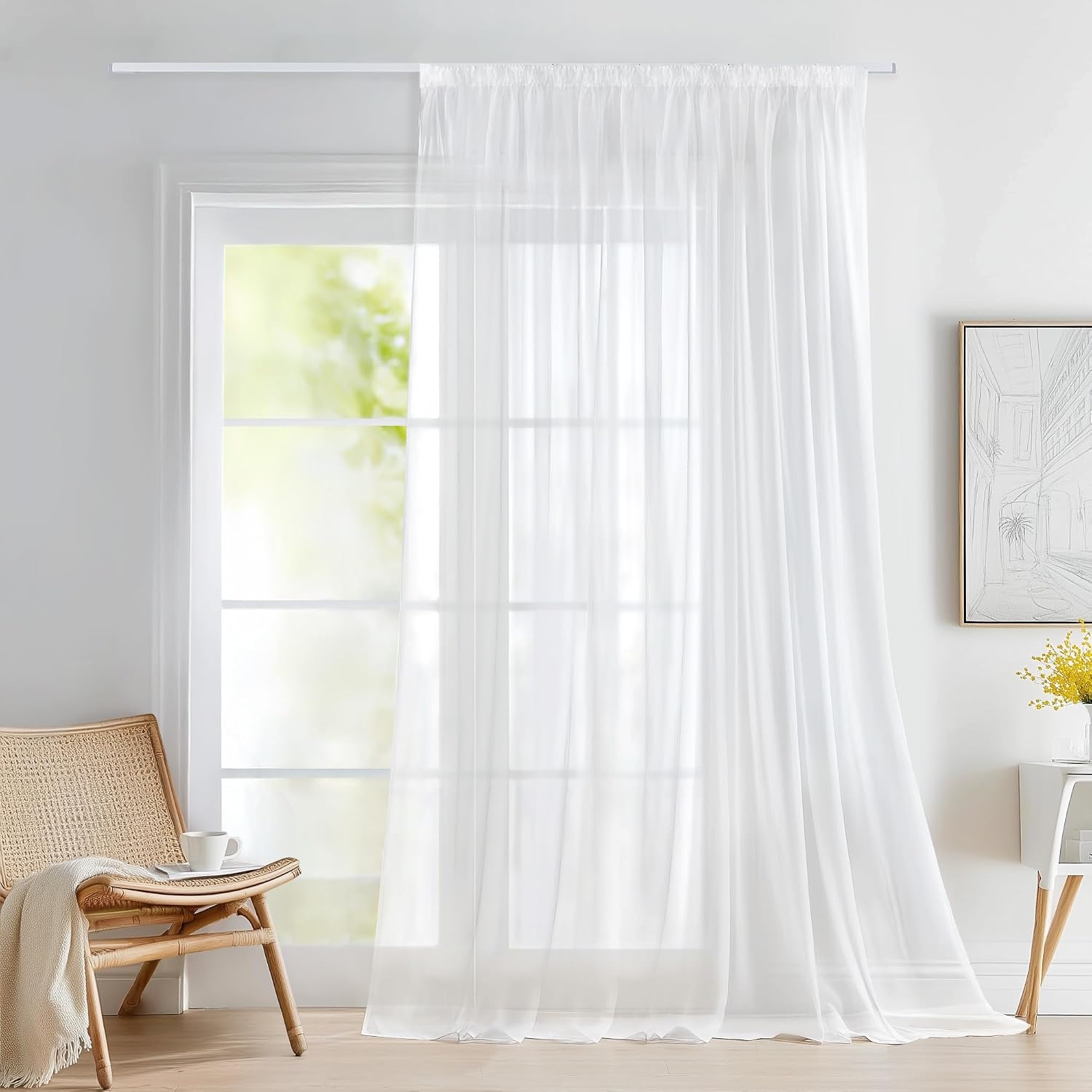 Detalle 2 de Deconovo Rideau Voilage 300×245 cm Blanc