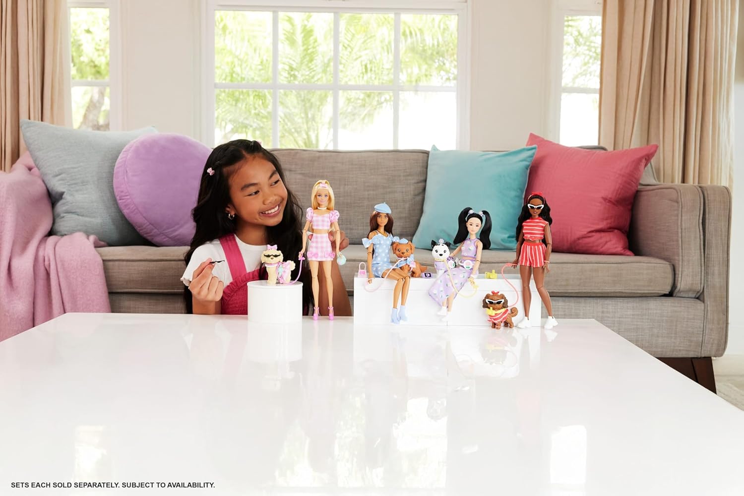 Thumbnail 1 de Barbie - Twinning Looks: bambola e cagnolino in abiti rosa a quadretti, set abbinato