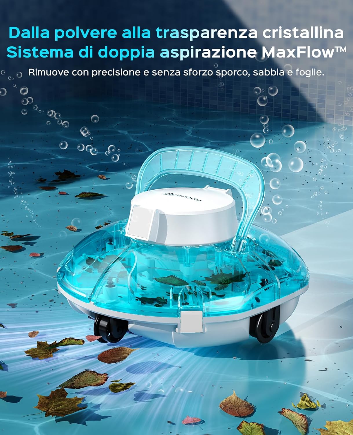 Detalle 2 de WINNY POOL CLEANER Winny 200P: Robot Piscina Senza Fili per Piscine Fuori Terra