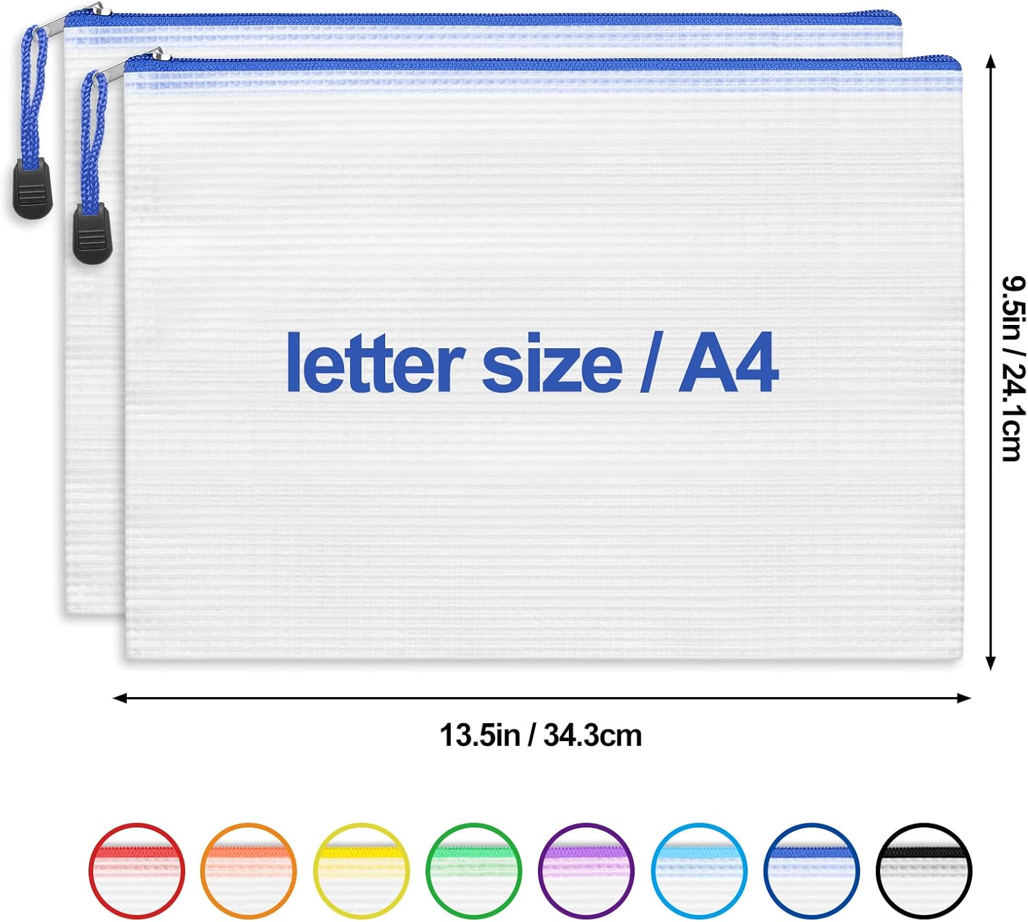 Detalle 2 de EOOUT 24pcs Mesh Zipper Pouch Bags – Waterproof Organizer Bags, Letter Size