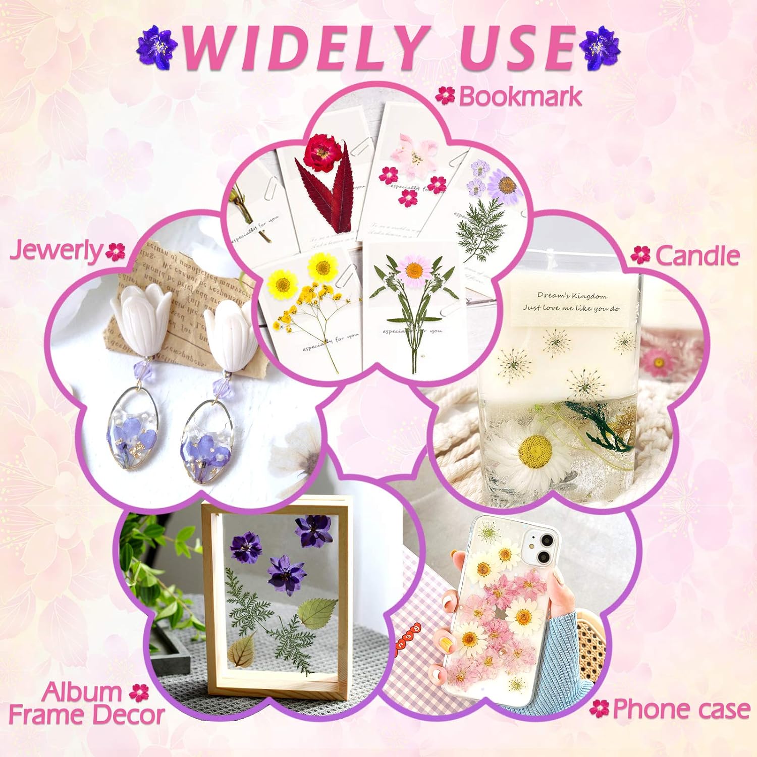 Detalle 2 de Cruzix 011110 Pressed Flowers for Resin, 140-Piece Colorful Craft Kit