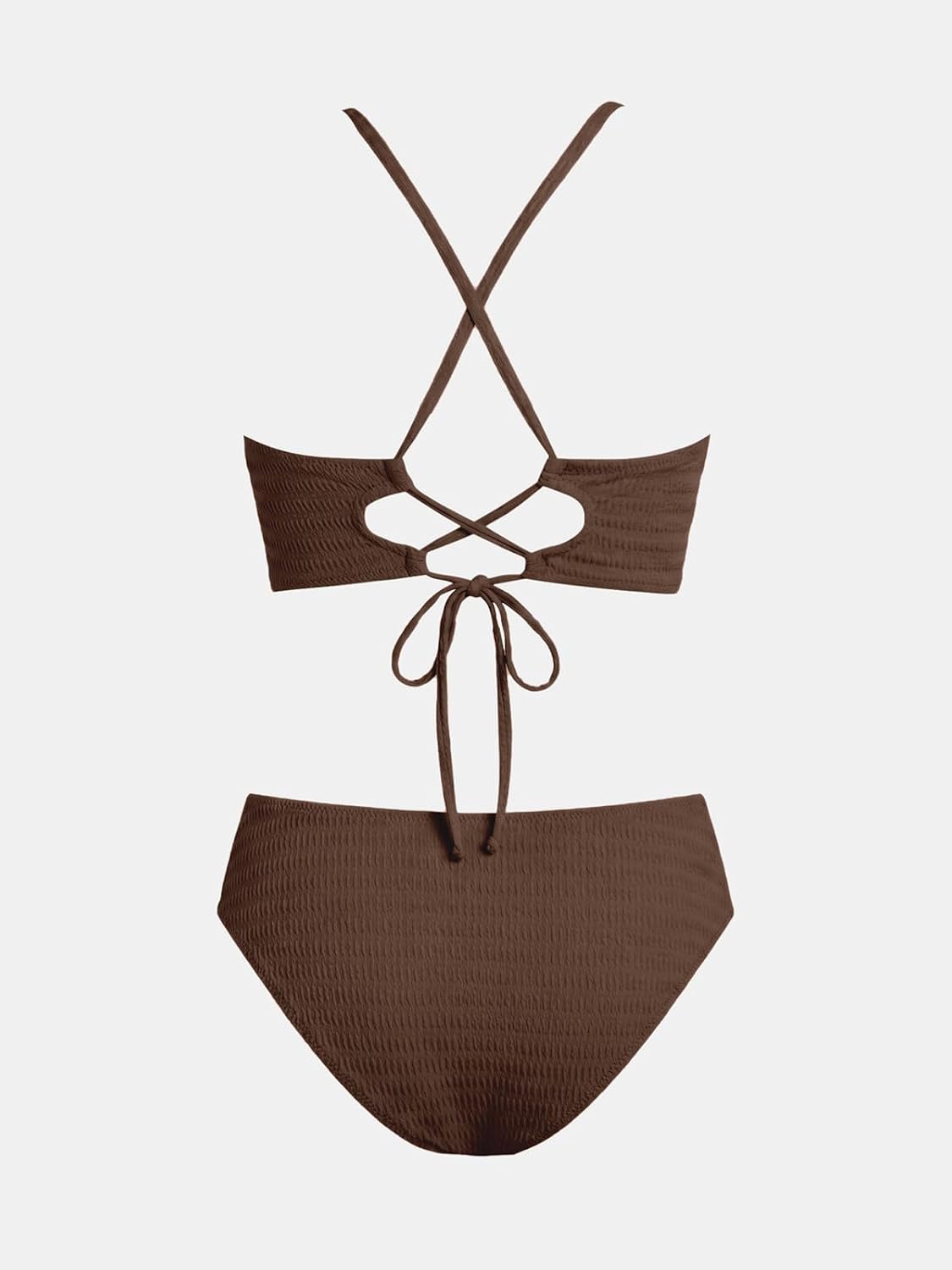 Thumbnail 6 de CUPSHE Women's Bikini Sets: Two-Piece High Waisted Swimsuit with V-Neck and Textured Crisscross Back