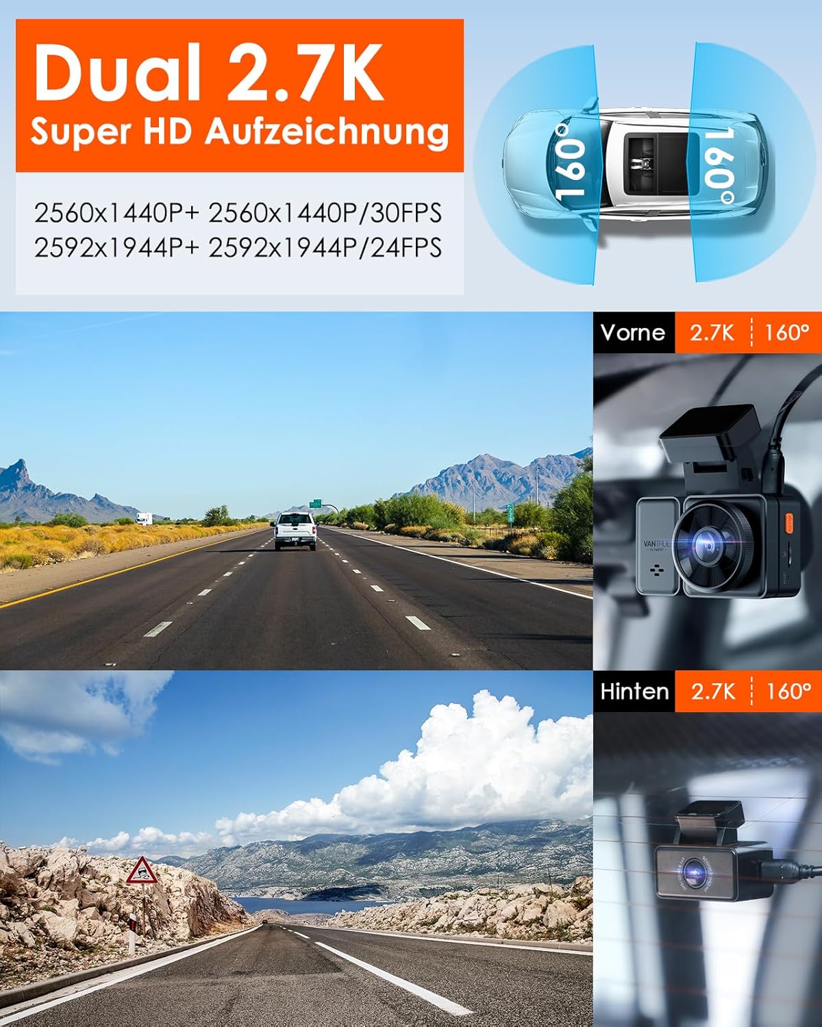 Thumbnail 1 de VANTRUE E2 dashcam 512G