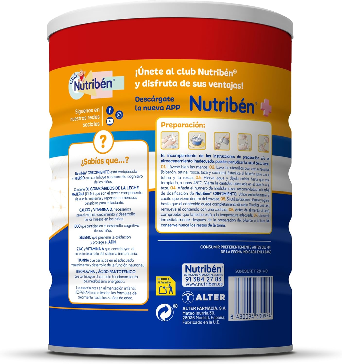 Thumbnail 1 de Nutribén Crecimiento Pro+ 3 🍼 Leche en Polvo, 3 Botes de 1KG