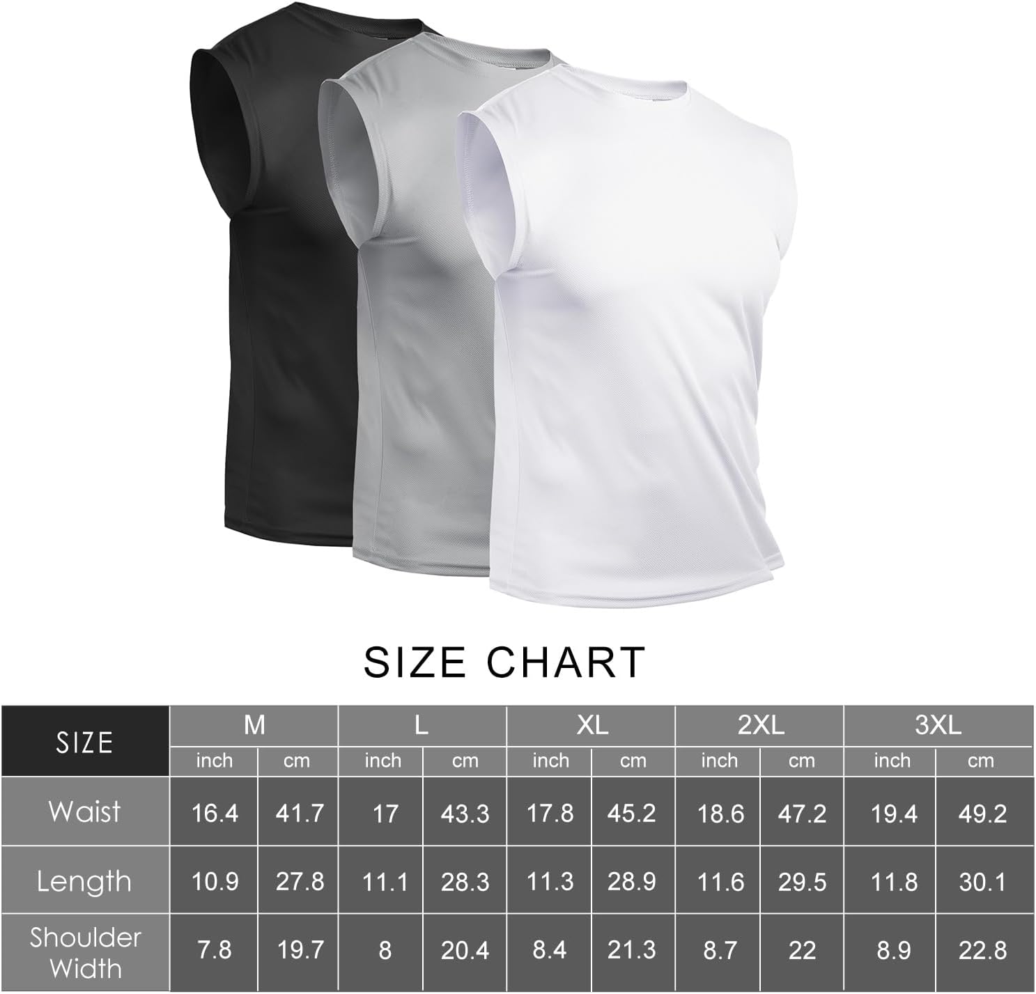 Thumbnail 6 de Suwangi 3 Pezzi Canotte da Uomo: set sportivo, traspirante e leggero per palestra e outdoor