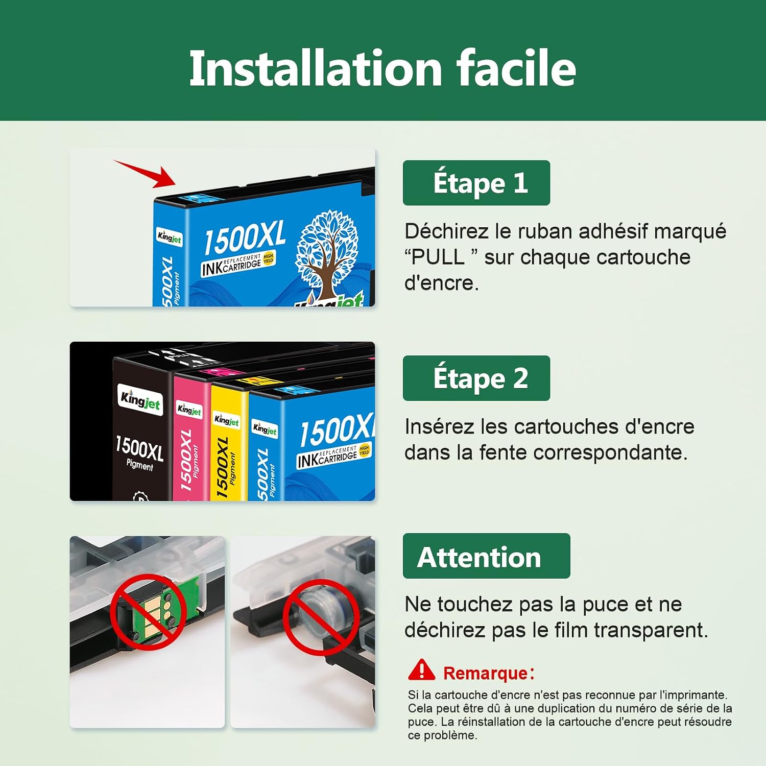 Thumbnail 6 de KINGJET 1500XL – Cartouches d'encre compatibles PGI-1500XL pour Canon Maxify MB2050/MB2150/MB2350/MB2750/MB2300/MB2000/MB2755