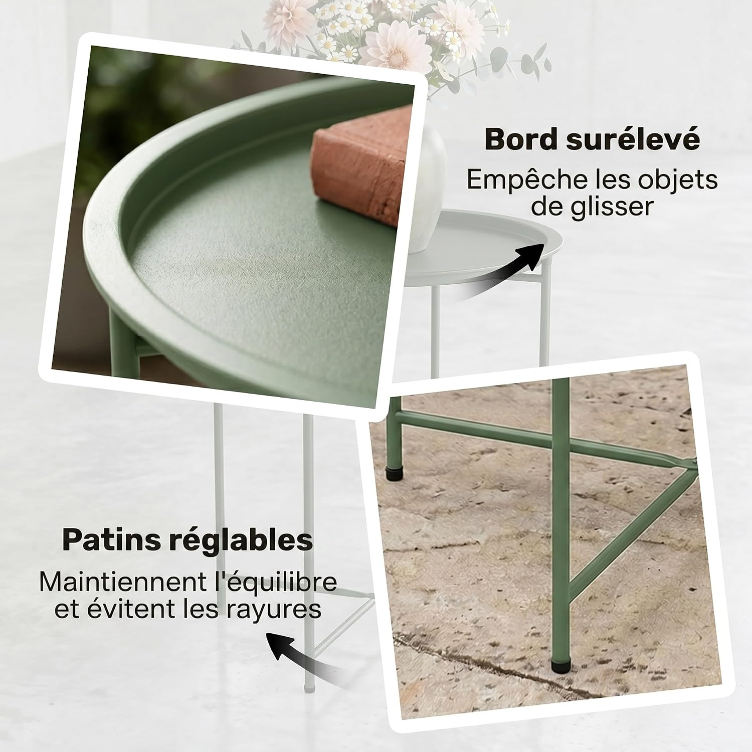 Thumbnail 5 de Outsunny Petite Table Basse Ronde d’extérieur : table d’appoint avec plateau amovible