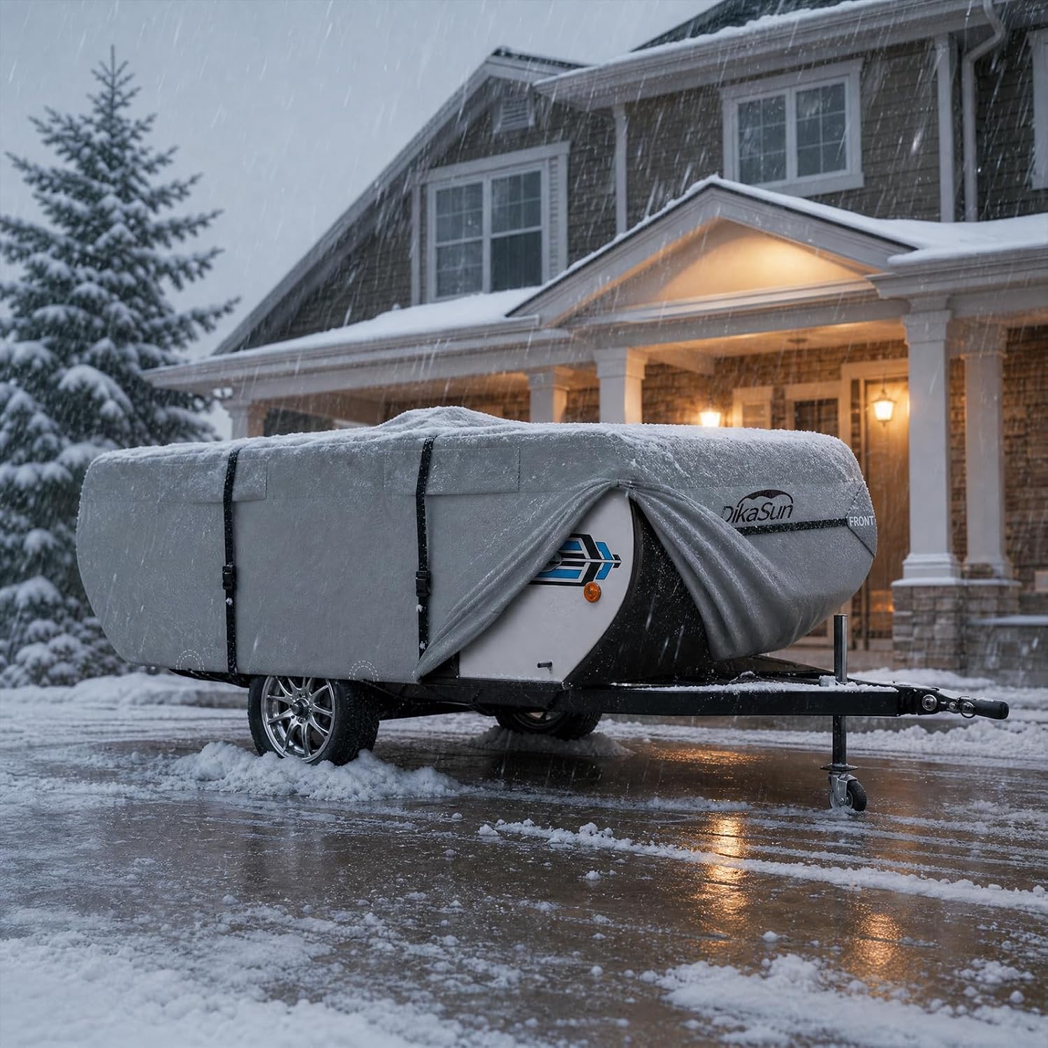 Thumbnail 1 de DikaSun Pop Up Camper Cover 8'-10' — 7-Layer Waterproof RV/Tailer Cover with UV Protection