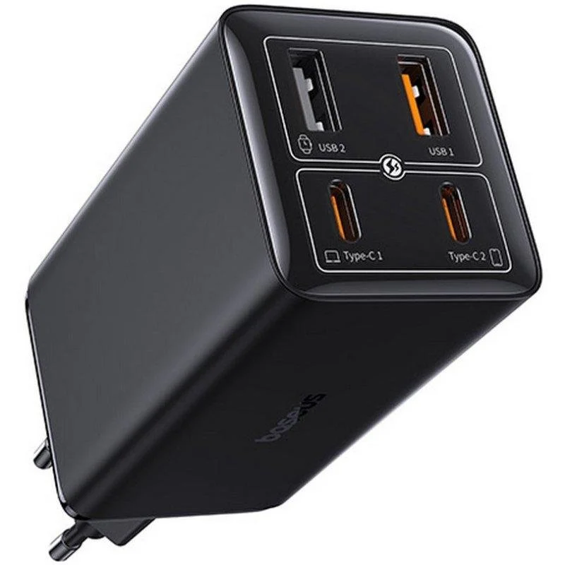 Detalle de Baseus GaN6 Pro 100W: cargador compacto con 4 puertos y cable USB-C incluido