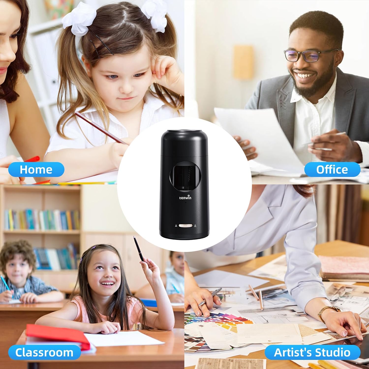 Thumbnail 6 de tenwin Fully Automatic Electric Pencil Sharpener – Rechargeable, 7–11.5mm, Safe & Compact