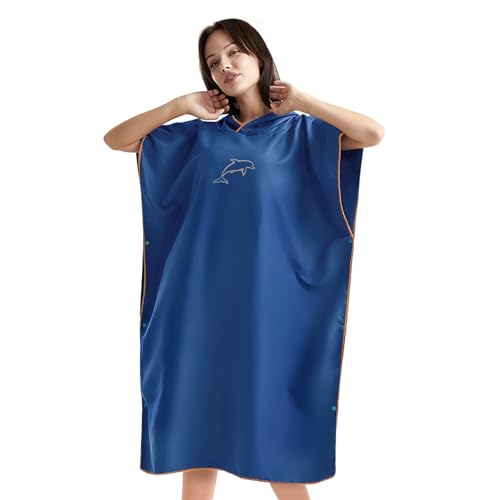 Detalle de flintronic Handtuch Poncho 110 × 80 cm – Mikrofaser Surf Poncho mit Kapuze