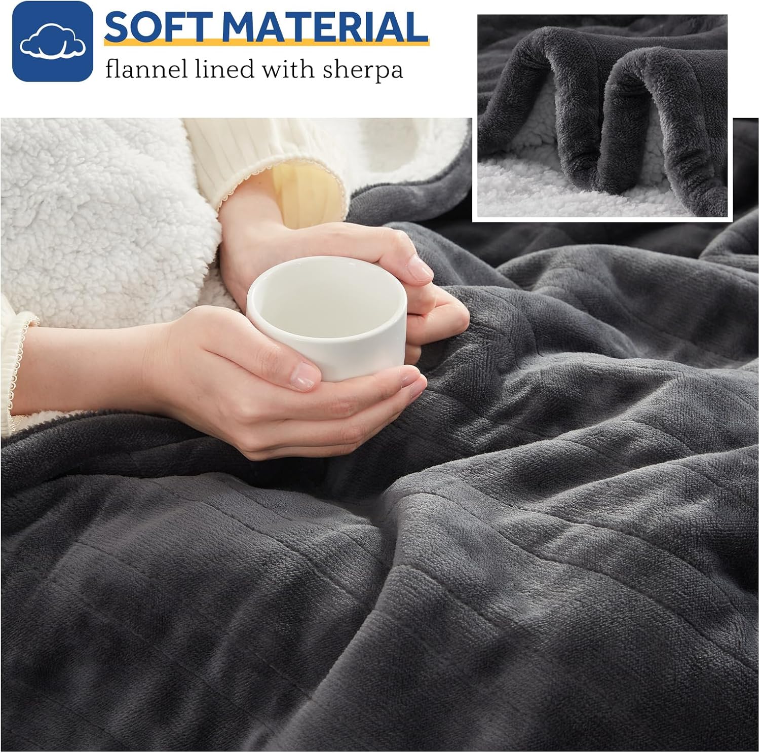 Thumbnail 4 de Sealy KTHT-QBHVS-W Heated Throw Blanket, Flannel and Sherpa, 6 Heat Levels