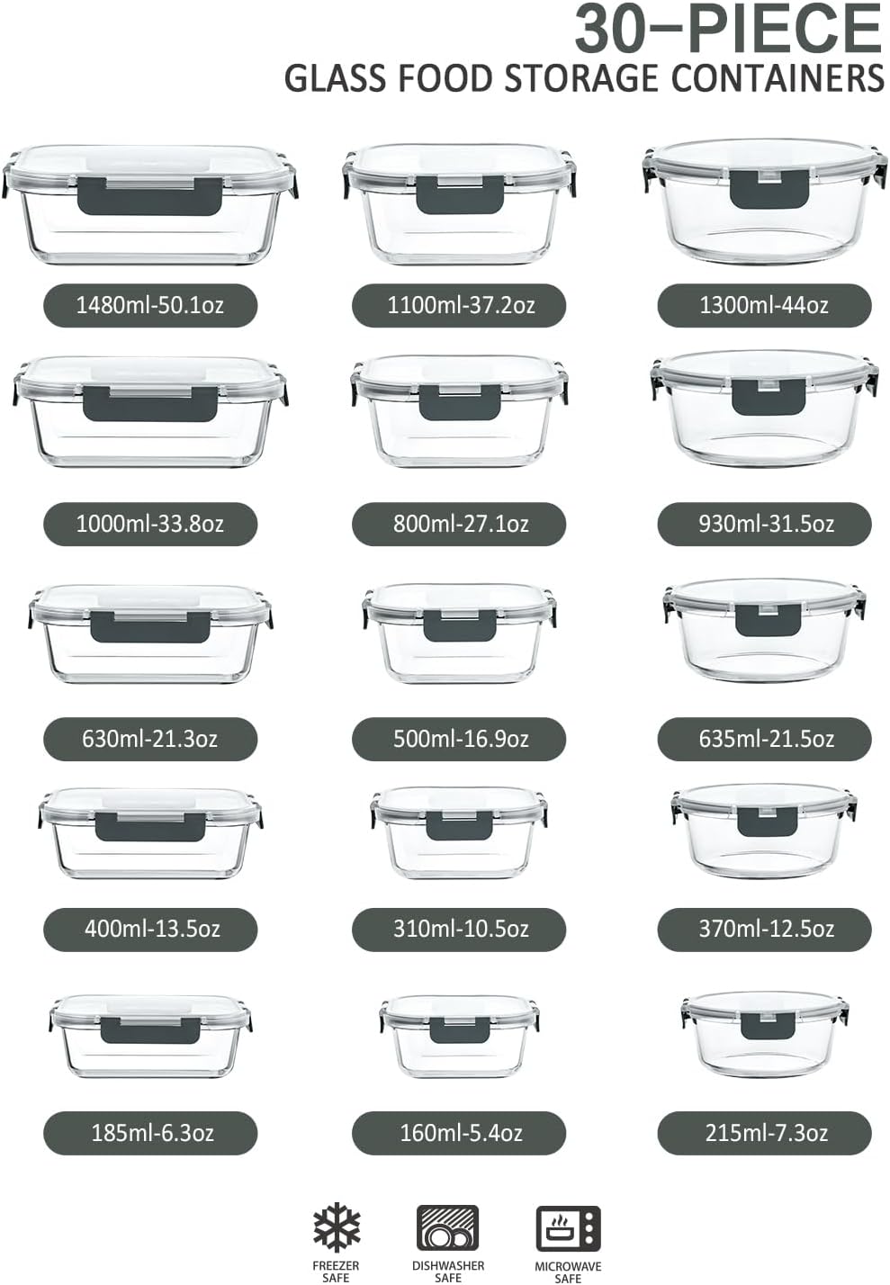 Detalle 2 de M MCIRCO 30 Glass Food Containers 🍱
