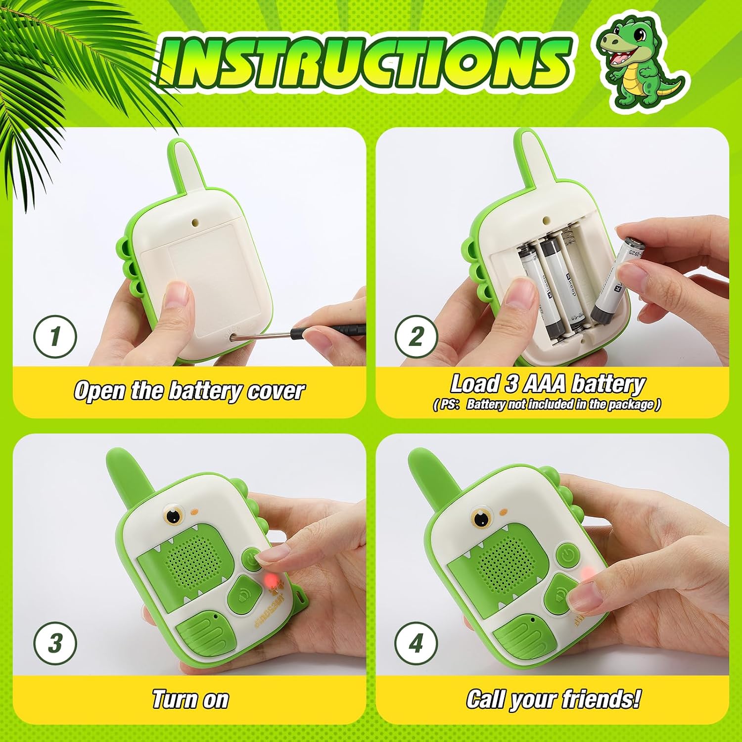 Detalle 2 de Walkie talkie dinosaurio para niños 3–8 años
