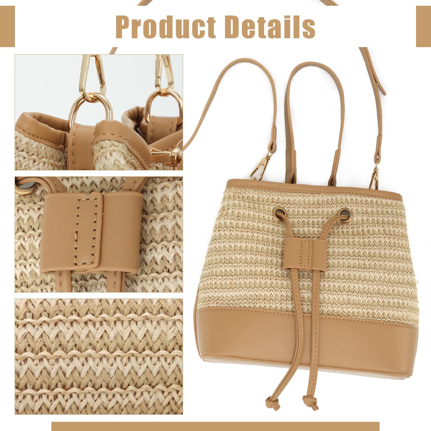 Thumbnail 5 de Freiesoldaten Straw Bucket Bag Drawstring Shoulder