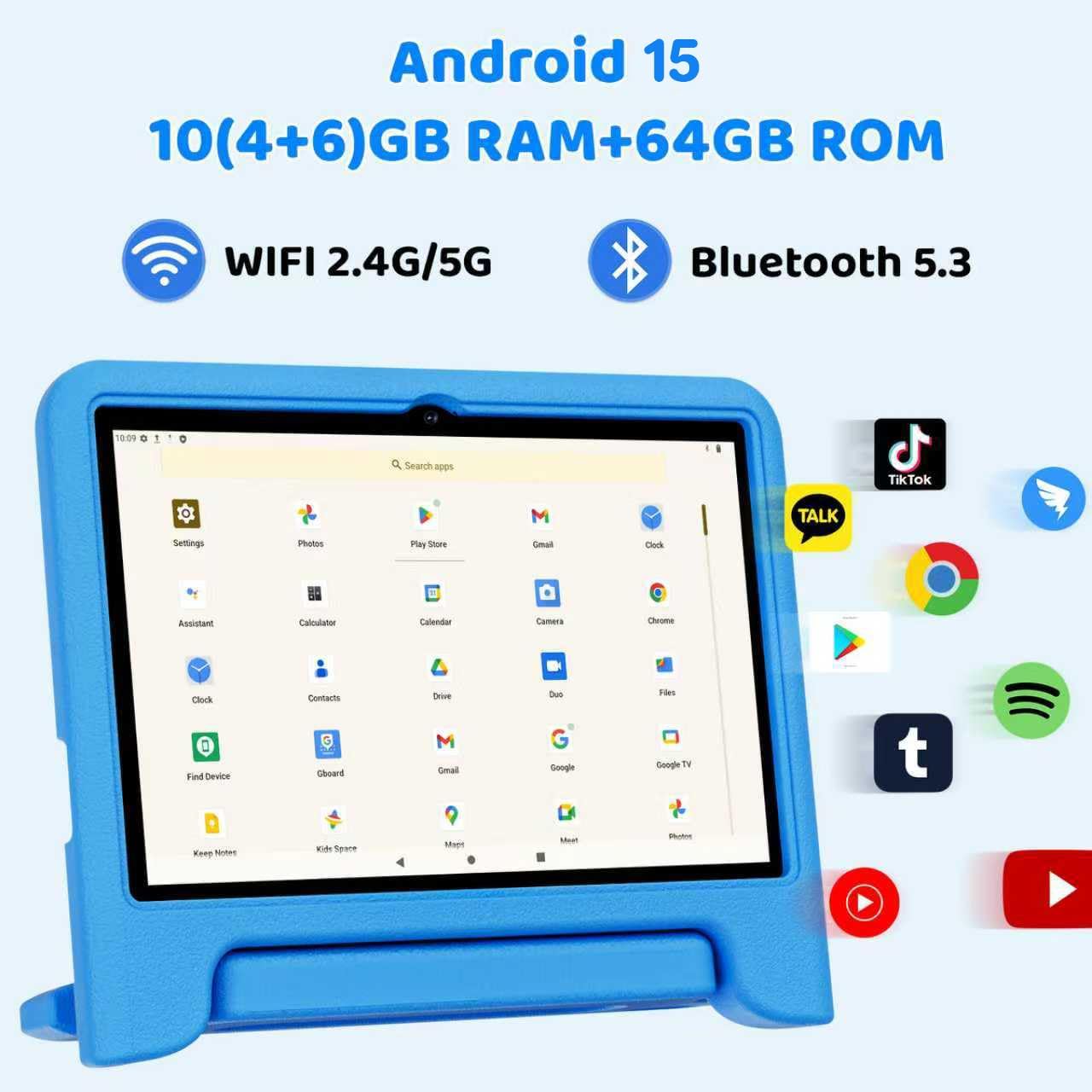 Detalle de COLORROOM 2026 Upgraded Android 15 Kids Tablet (10.1", 10GB RAM, 64GB + up to 1TB) in Blue