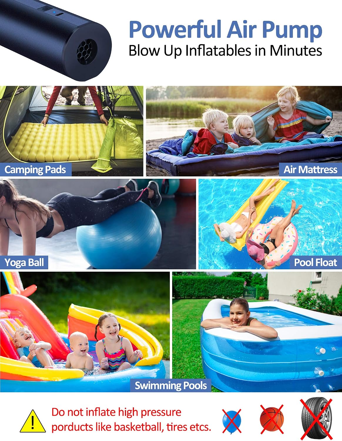 Thumbnail 3 de BeautyovO Electric Air Pump: Cordless 2×2000mAh Inflator for Inflatables