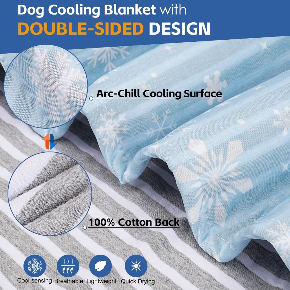 Thumbnail 2 de Deamoser reversible cooling pet blanket (ice-silk & natural cotton) 71x53cm for dogs and cats