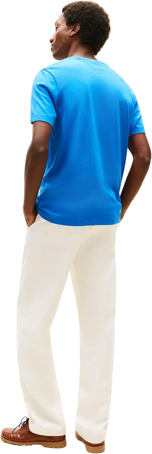 Detalle de Tommy Hilfiger ESS Seasonal REG FIT SOLID Tee – Basic-T-Shirt mit Flag-Gestaltung