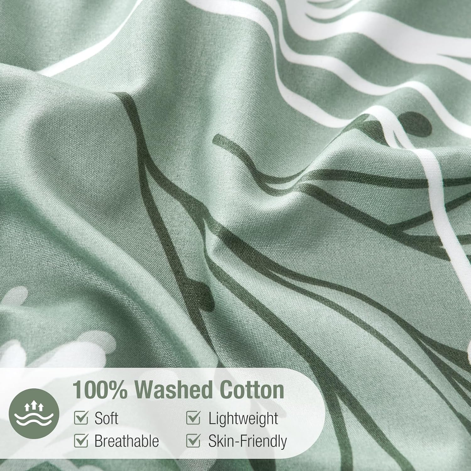 Detalle 2 de Tokokimo Green King Size Duvet Cover Set 230x220 cm