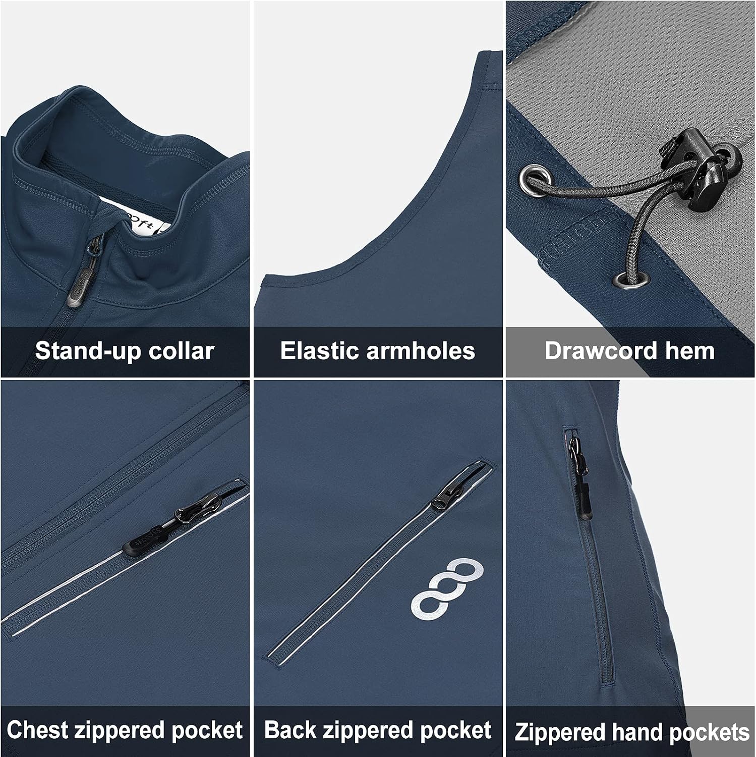 Detalle 2 de 33,000ft Damen Leichte Laufweste – Winddichte Softshell-Weste für Laufen, Wandern und mehr