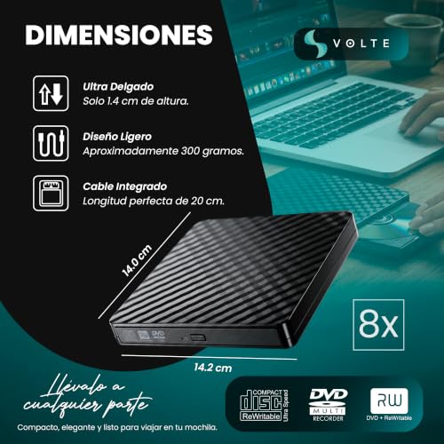 Thumbnail 3 de VOLTE Lector CD/DVD Externo USB 3.0 para PC y portátil