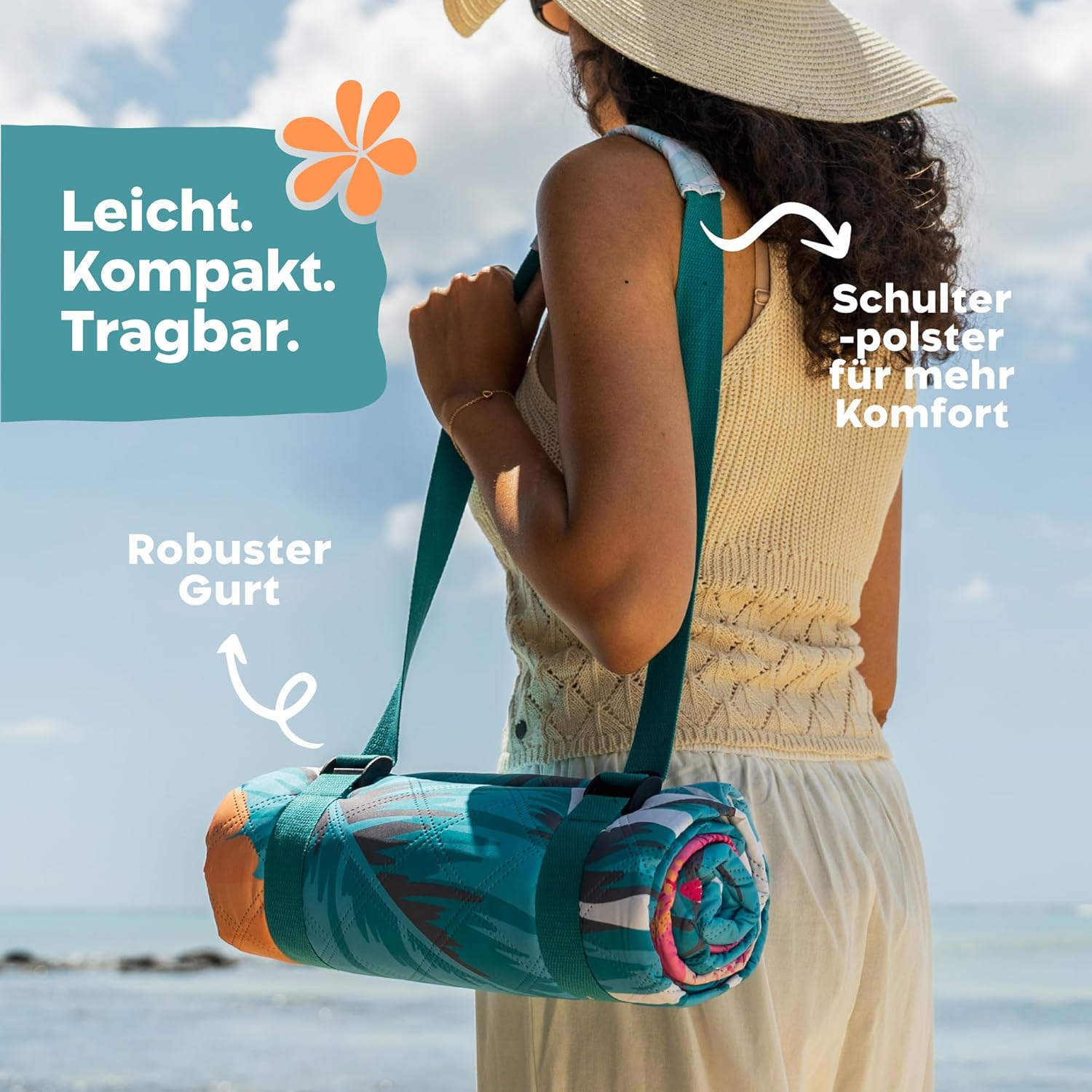 Thumbnail 4 de Twinzee Picknickdecke 200x200 cm – Wasserdicht, gepolstert, waschbar – XXL Stranddecke für Strand, Camping & Outdoor
