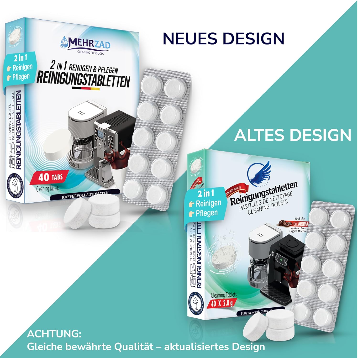 Detalle de 40× Reinigungstabletten für Kaffeevollautomaten – Clean & Protect, kompatibel für Siemens EQ-Series und Krups, einzeln verpackt