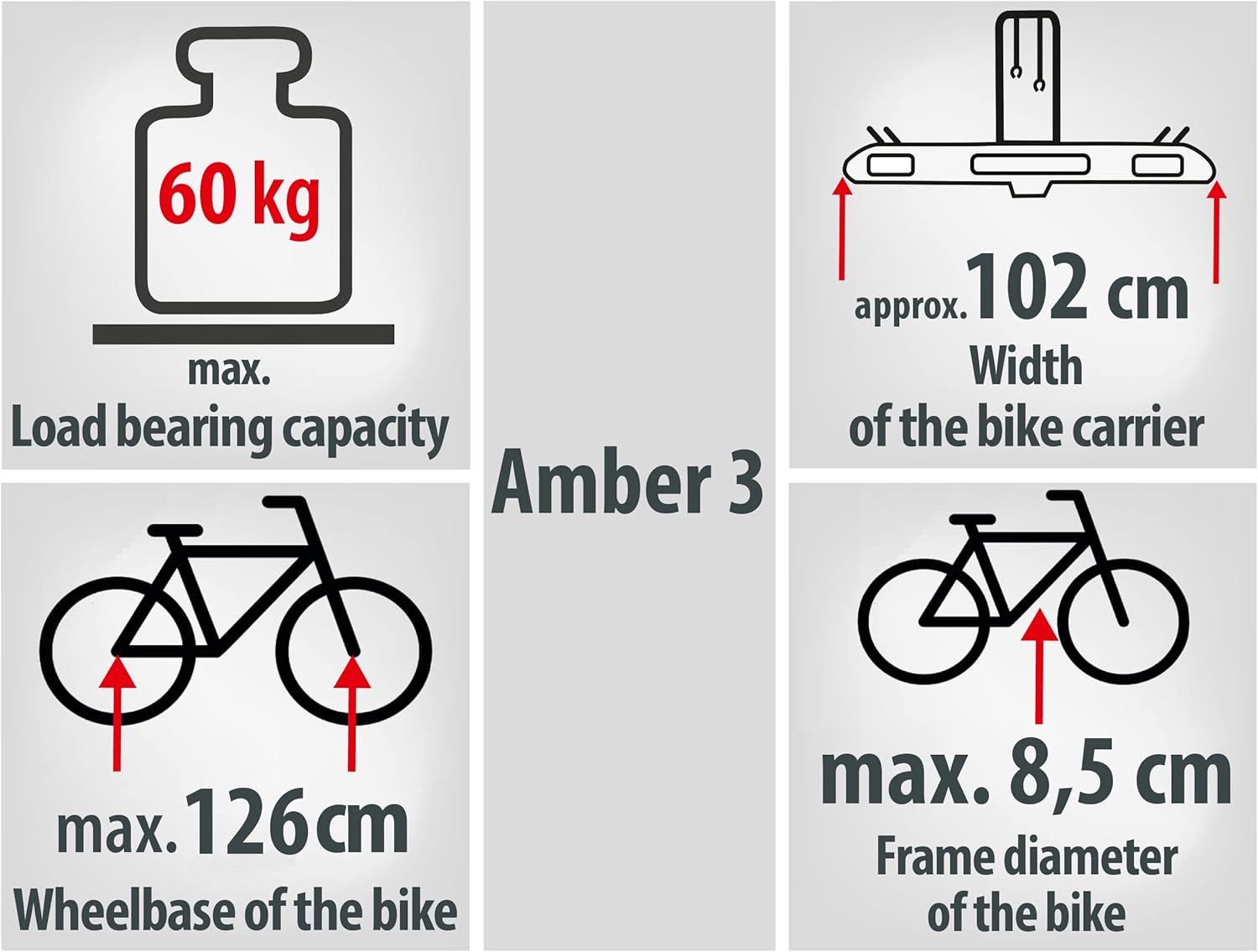Detalle de EUFAB 11555 Porte-vélo d'attelage – porte 3 vélos sur attelage, cadres oversize et Y