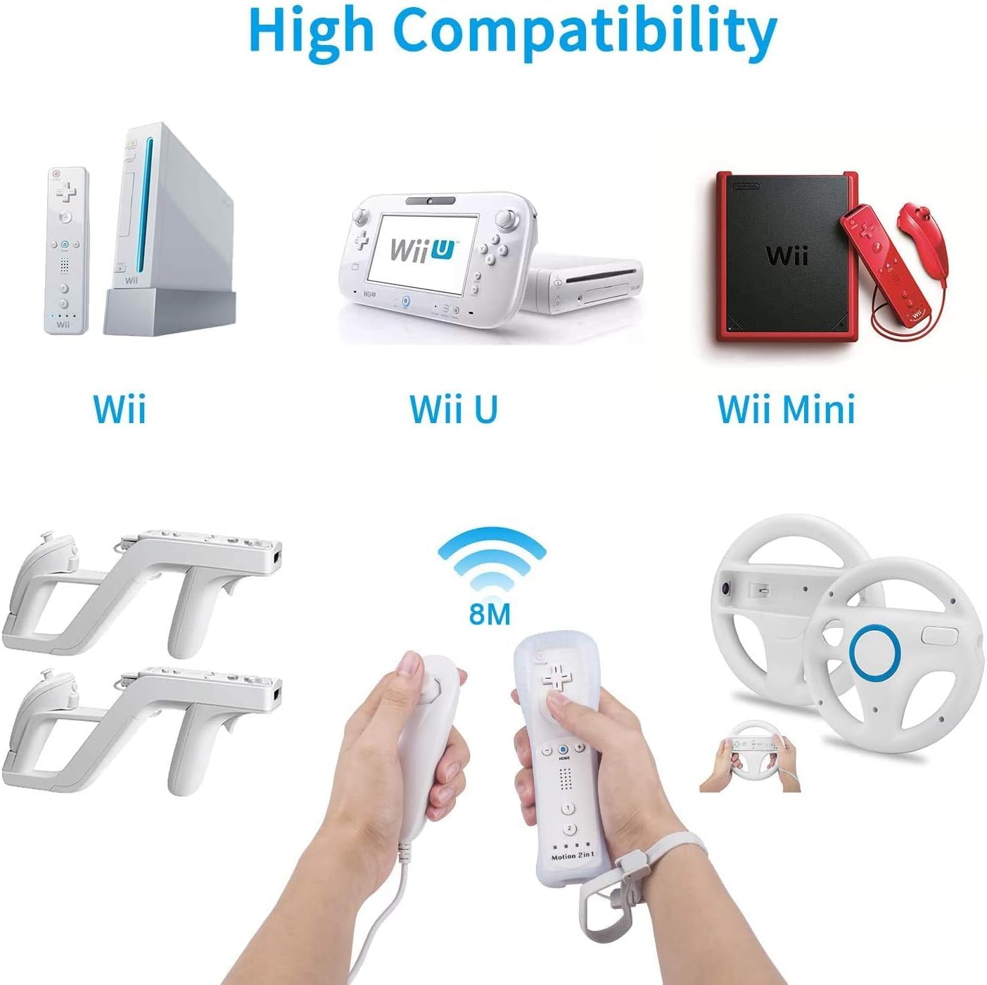 Detalle 1 de TechKen TK105 Wii Remote Controllers, 2-Pack with MotionPlus and Nunchucks