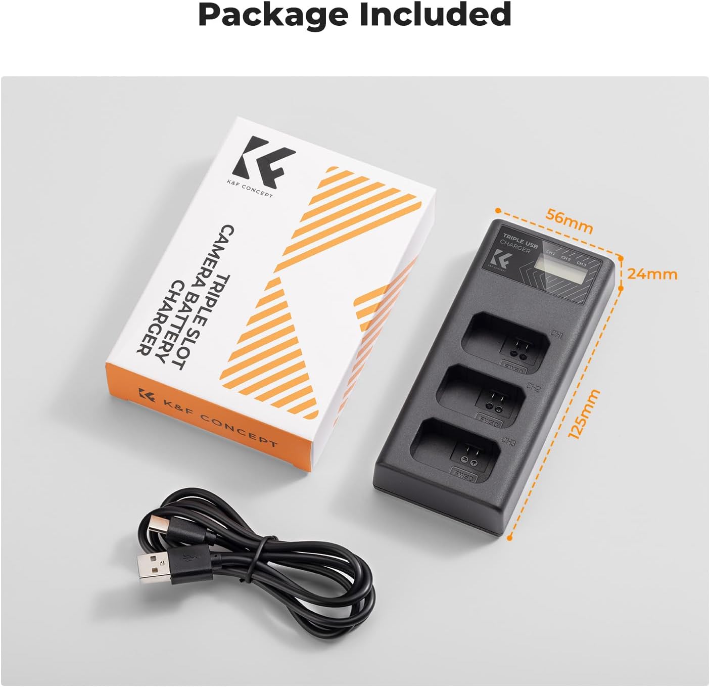 Thumbnail 6 de K&F CONCEPT NP-FW50 Ladegerät mit 3 Slots und LCD-Display (für Sony-ZV-E10, A7 II, A6400 & weitere)