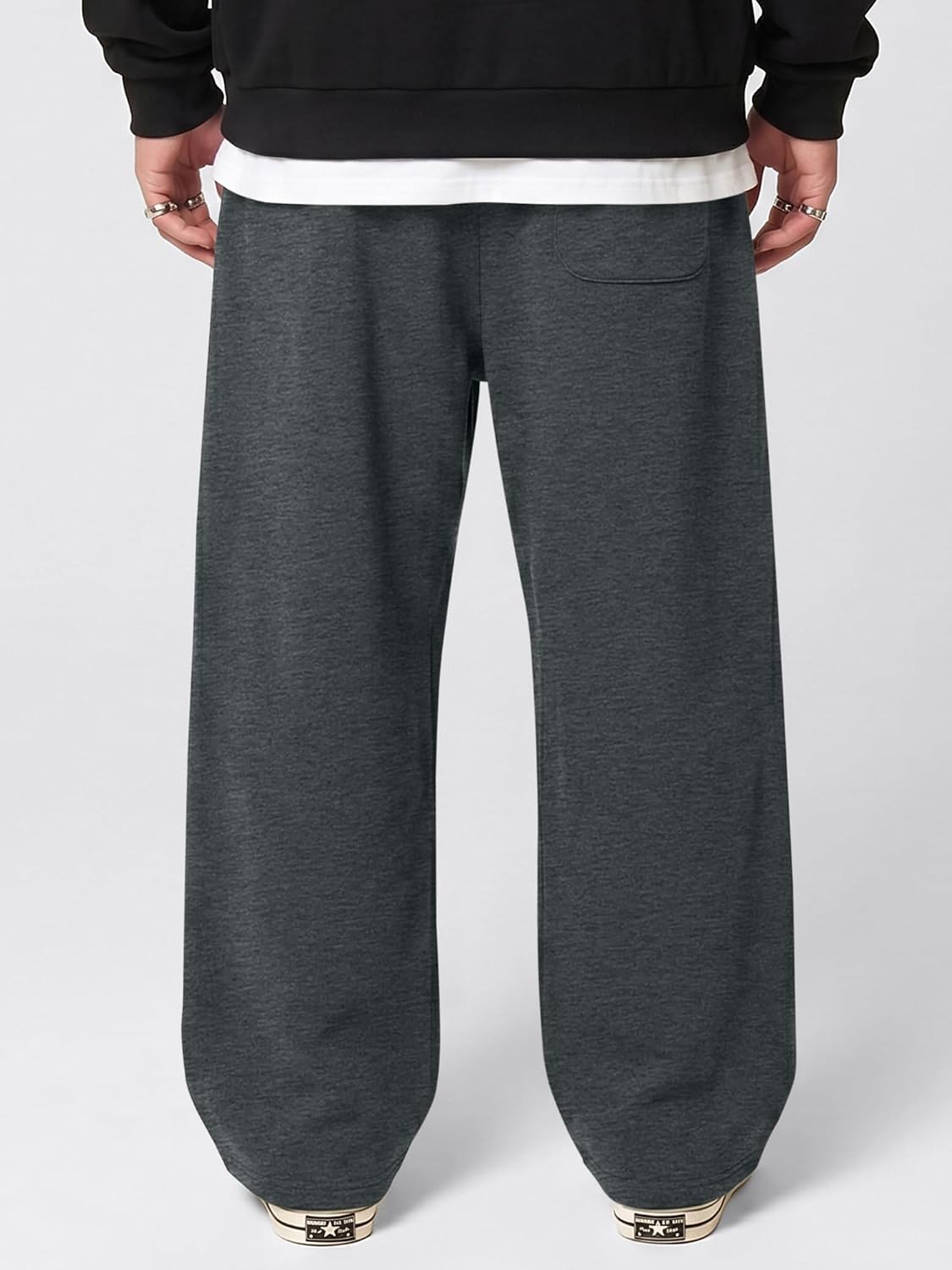 Detalle de JMIERR ZM5M772082-P Men's Wide-Leg Fleece Sweatpants with Zip Pockets