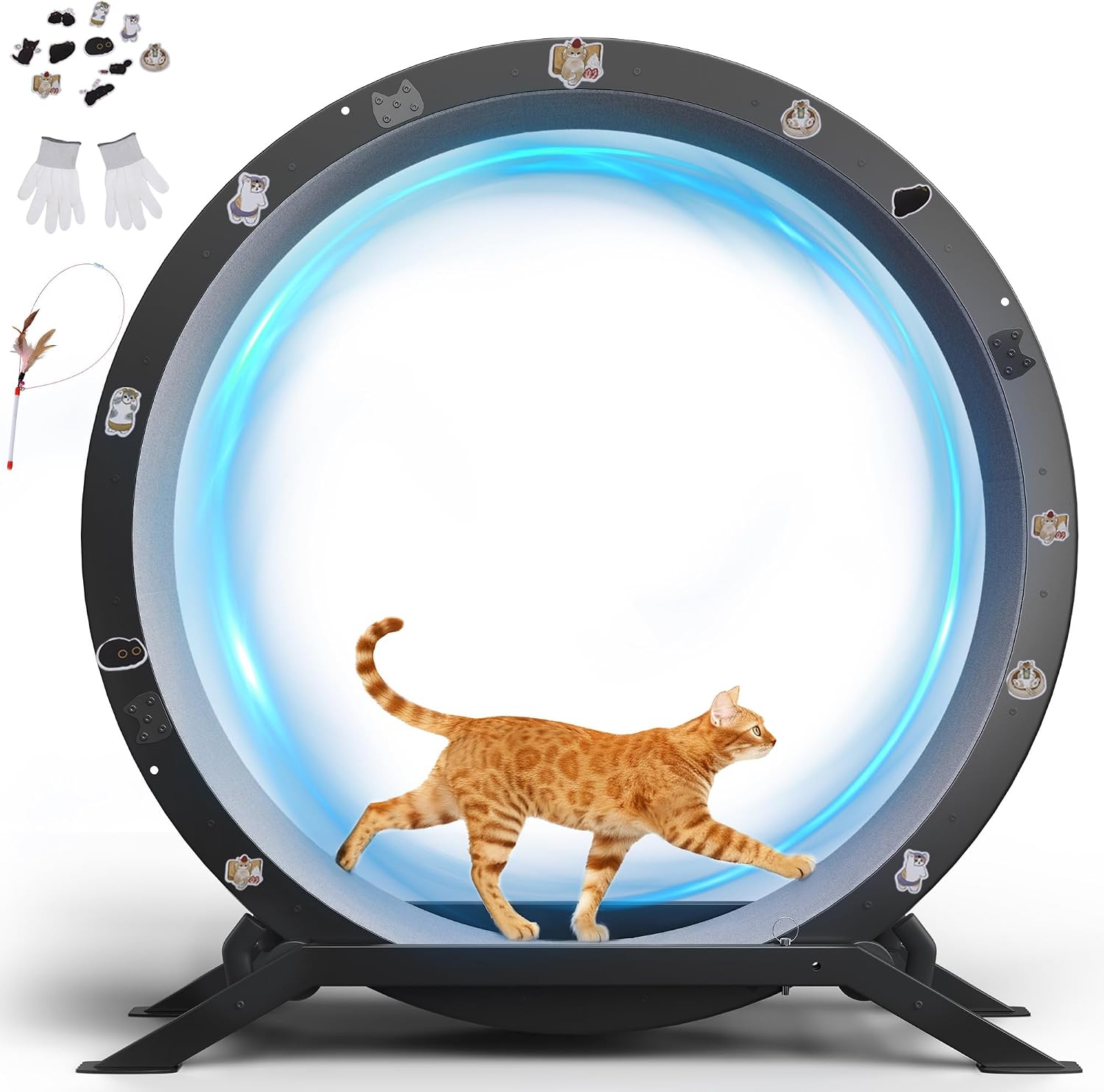 Detalle de GTPLAYER PET-CEW 40-Inch Cat Exercise Wheel, Metal Frame, Detachable Carpet