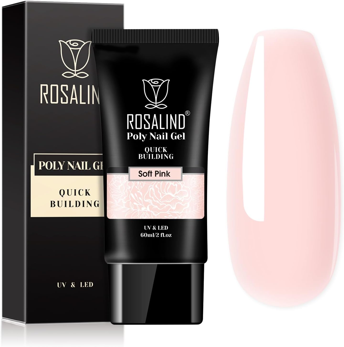 Detalle de ROSALIND NRP-59 Soft Pink Poly Nail Gel Builder, 2 oz, UV/LED-Cured