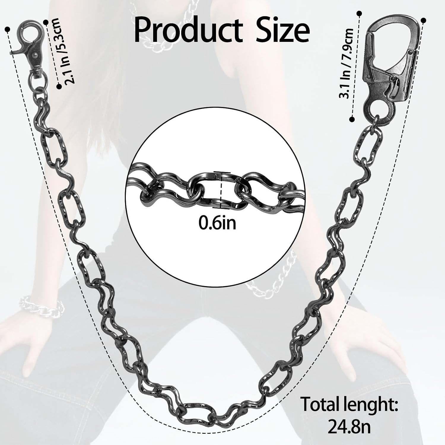 Thumbnail 4 de Ahiller Heavy Duty Wallet Chains for Men - Double-Lock Anti-Theft Keyring Clip