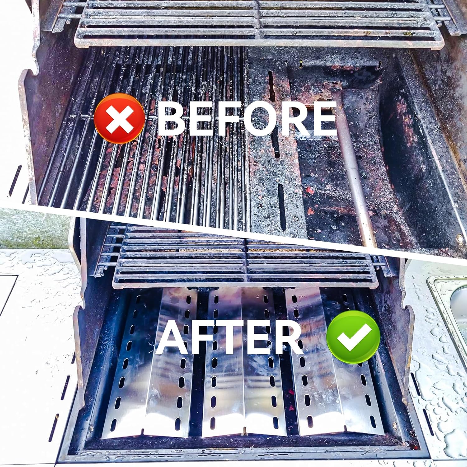 Thumbnail 5 de GIRXZYBX Flavorizer Bars Brennerabdeckung 33,5 x 12 cm (3er-Set) für Enders San Diego aus Edelstahl