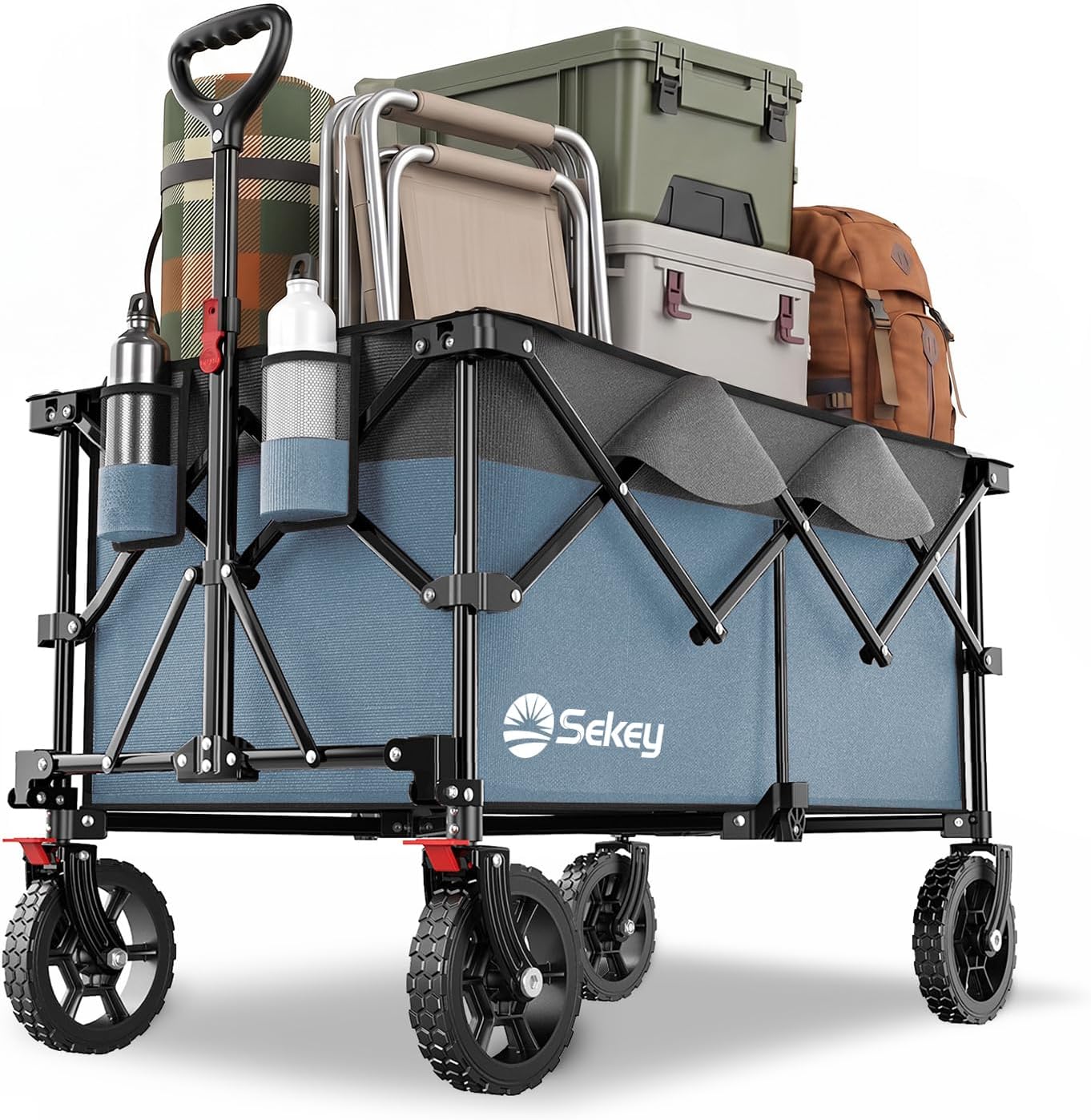 Sekey XXL Plus Bollerwagen XXL-PlusG 4010 faltbar (200 l, 200 kg) mit Bremsen – geländetauglich, blau