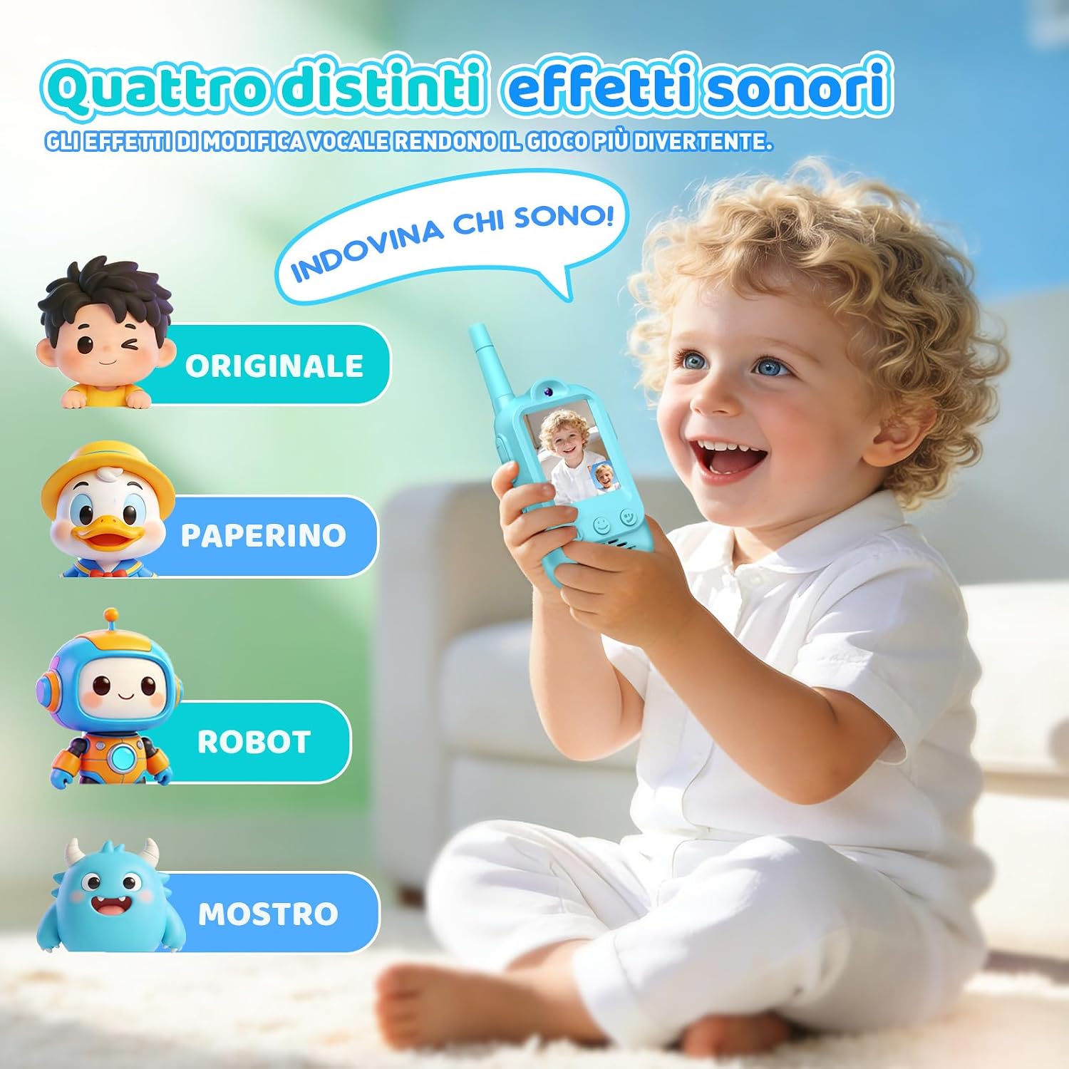 Detalle 2 de iKidiki Video Walkie Talkie Bambini Ricaricabili – comunicazione video sicura per primi giochi all’aperto