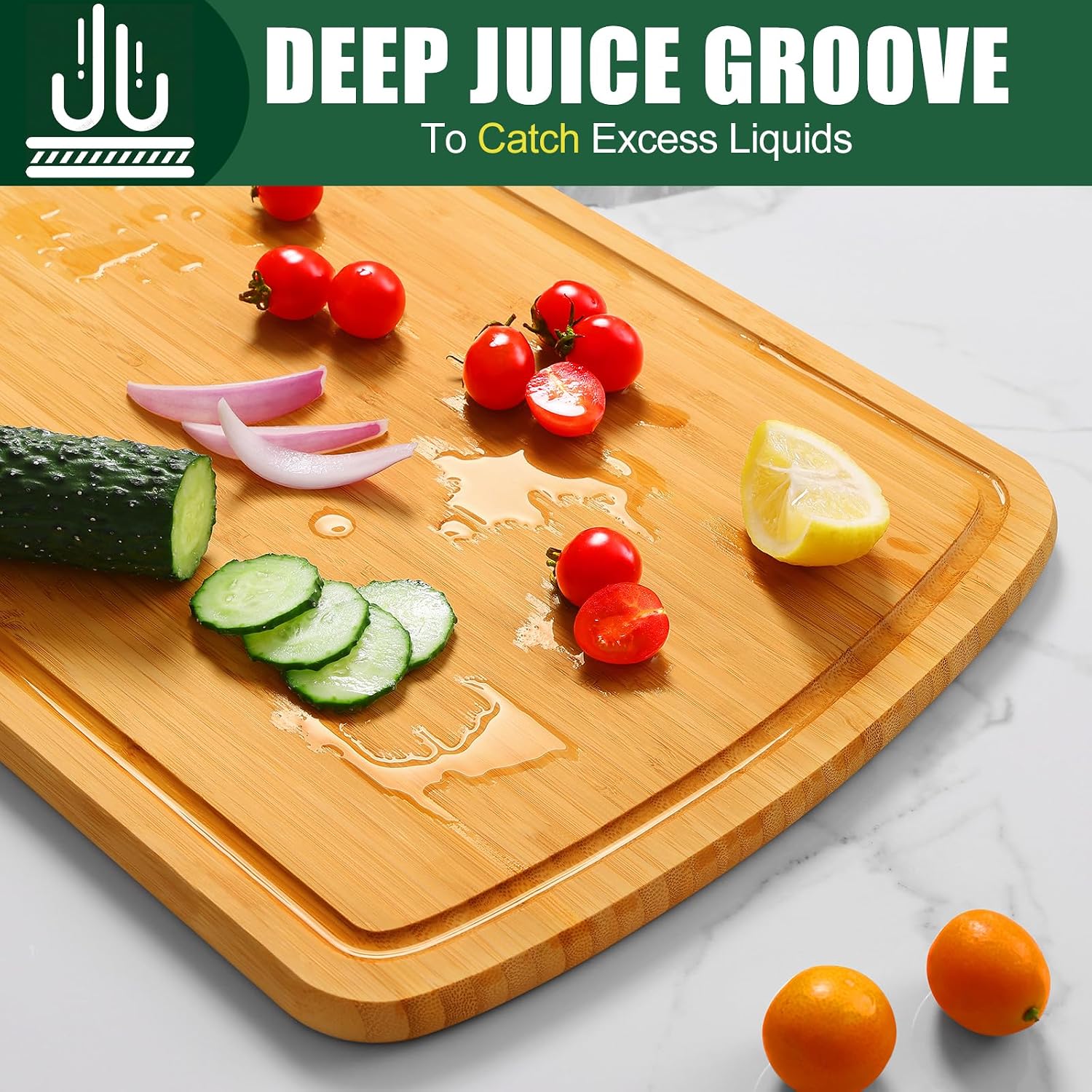 Detalle 1 de Homaxy Extra Large Bamboo Cutting Board 18x12.5" 📋